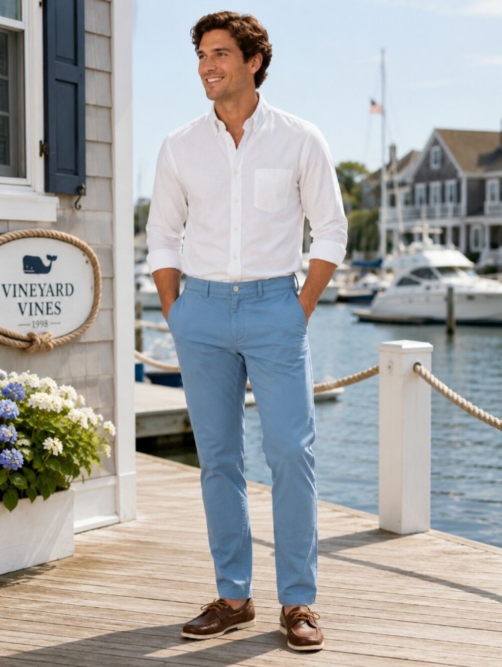 Vineyard Vines Men's Pants Slim Fit Club Yacht Pants Steel Blue. 34X30